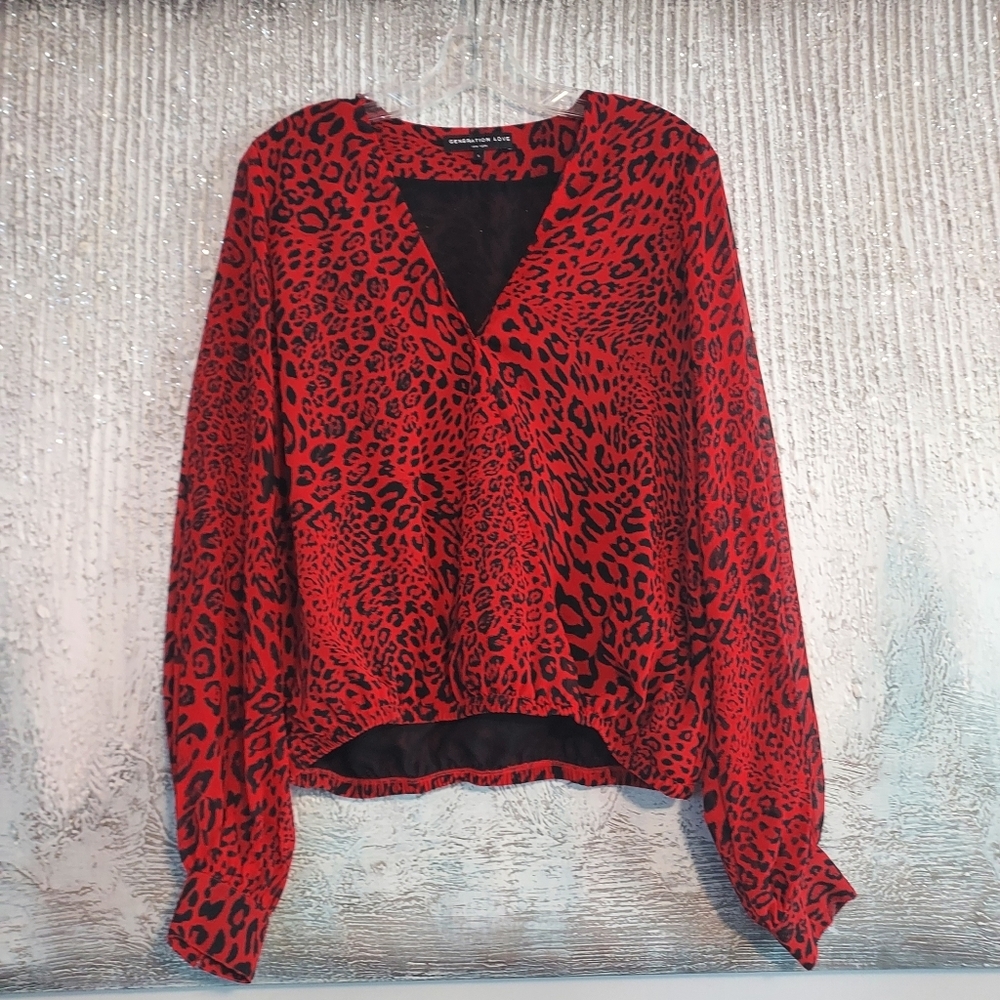 Generation Love Animal Print Blouse Sz-S